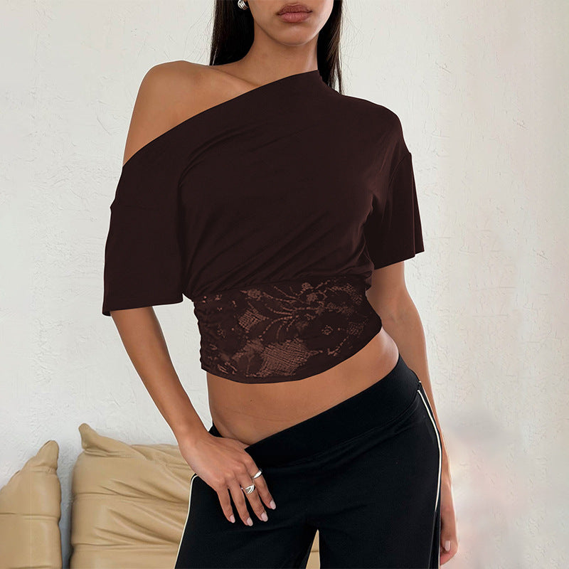 Blouse Femme Off-Shoulder avec Détails en Dentelle Heidi-Mode