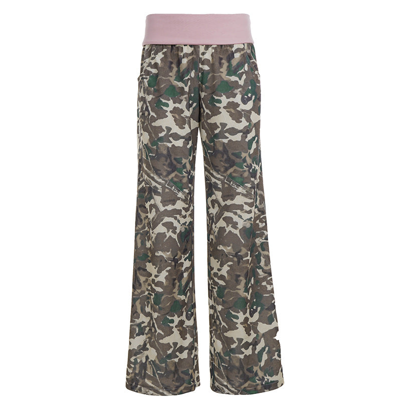 Pantalon de lounge pour femmes avec taille élastique, motif camouflage et confort extensible Echo Archiv
