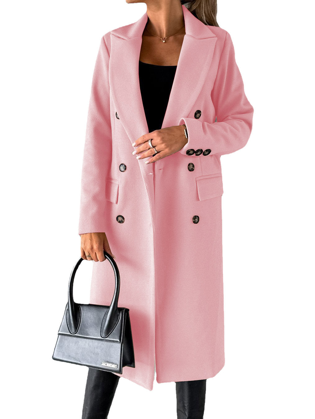 Manteau long pour femmes à double boutonnage classique avec col à revers et poches plaquées Echo Archiv