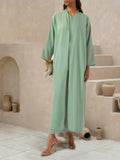 Manteau Maxi Kaftan Fluide pour Femmes avec Devant Ouvert et Col Montant Minimaliste