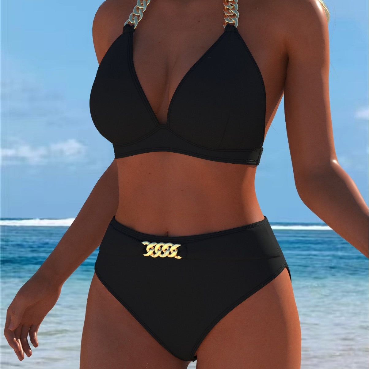 Bikini pour femmes avec motif marbré luxueux et détails raffinés R&B