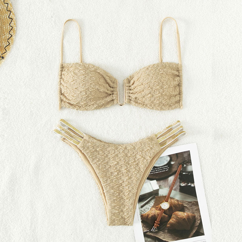 Ensemble de bikini push-up pour femmes avec bretelles décoratives R&B
