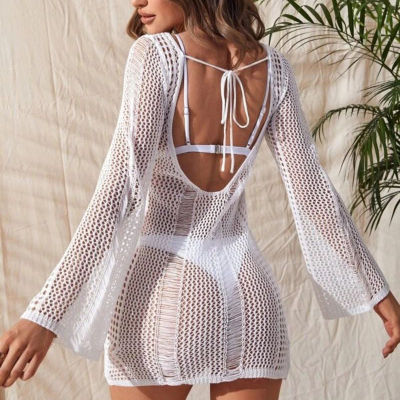 Couverture de plage en crochet transparente pour femmes R&B