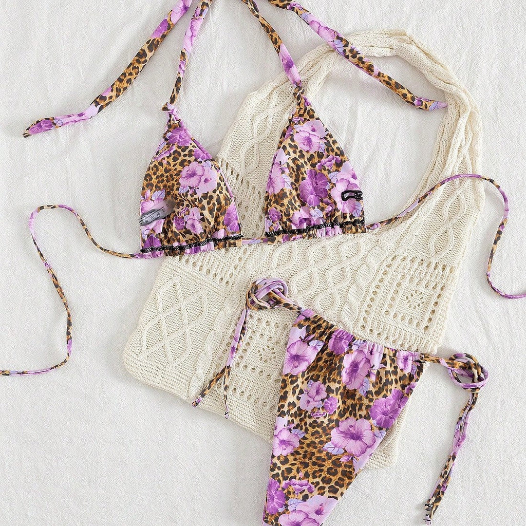 Ensemble de bikini triangle pour femmes avec haut en crochet raffiné R&B