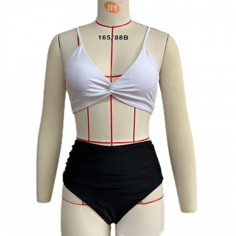 Bikini de haute qualité pour femmes avec détail de nœud et taille haute R&B