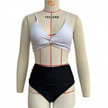 Bikini de haute qualité pour femmes avec détail de nœud et taille haute R&B
