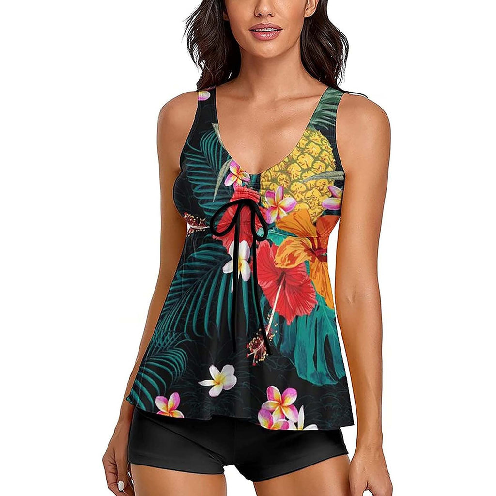 Ensemble de Tankini pour Femmes avec Imprimé Floral à la Mode et Volants R&B