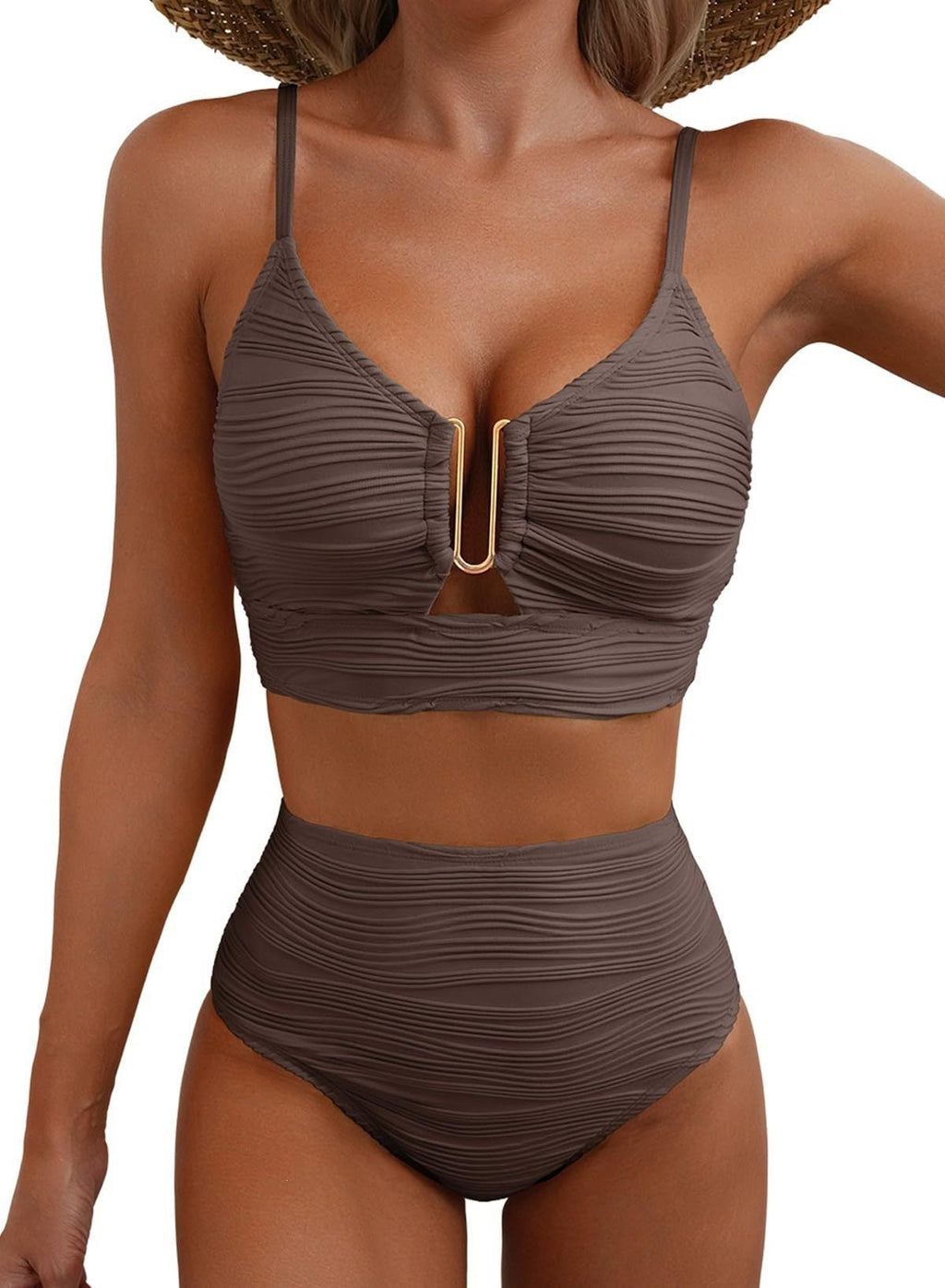 Bikini Femme Taille Haute avec Fronces R&B