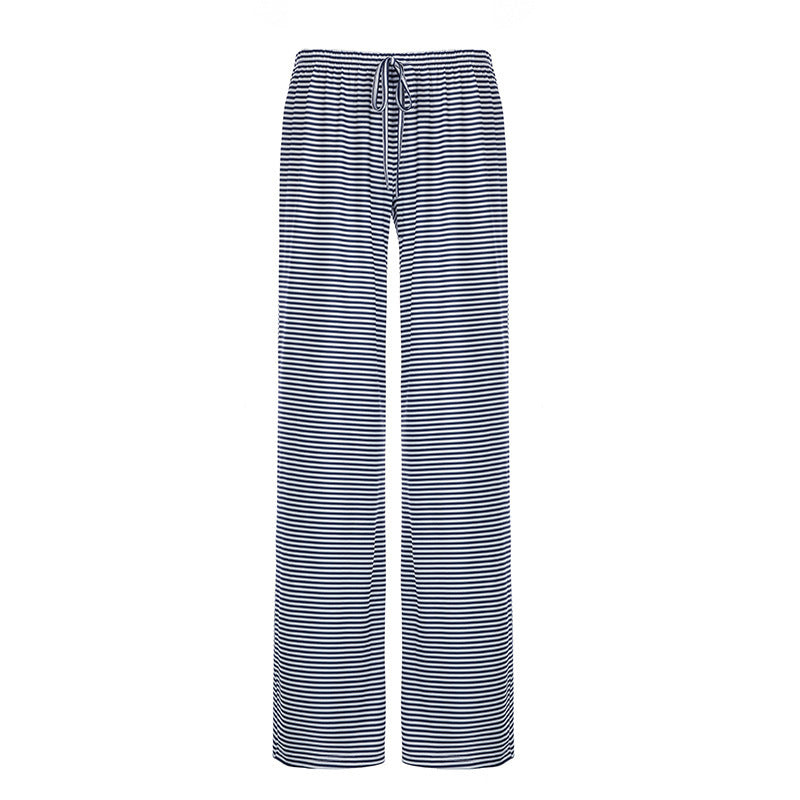 Pantalons de détente pour femmes avec taille élastique et motif à rayures fin