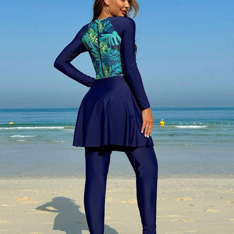 Maillot de bain sportif pour femmes (avec design jupe et manches longues) R&B