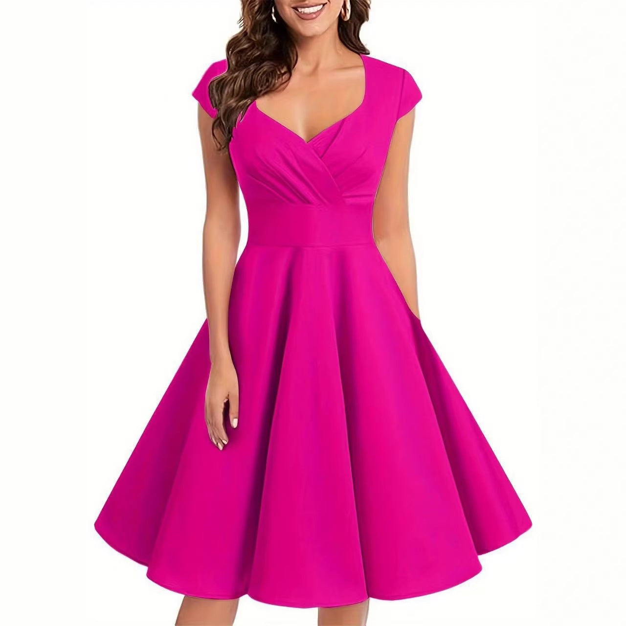 Robe midi femme avec jupe évasée et taille cintrée R&B