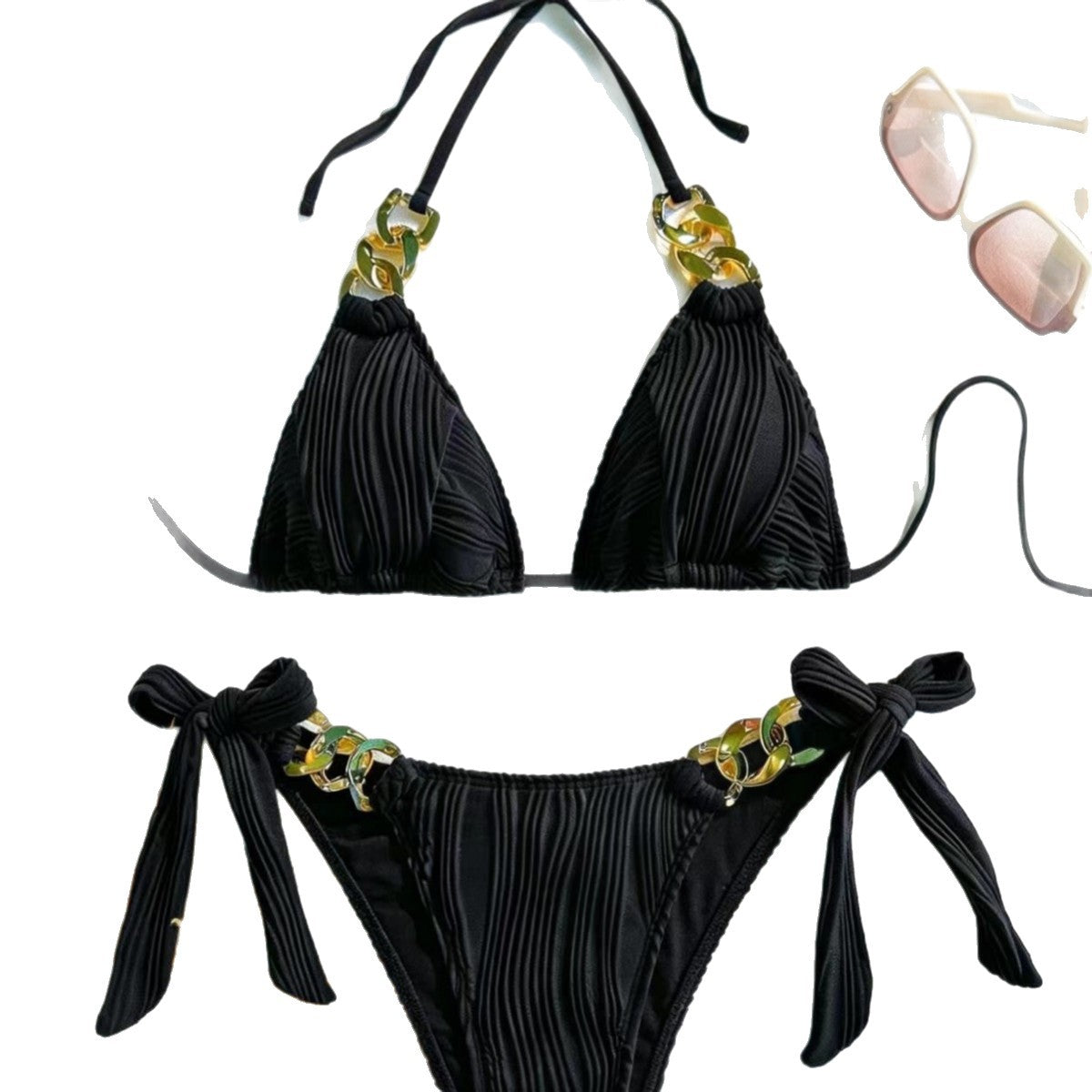 Bikini triangle pour femmes avec éléments décoratifs en chaîne Echo Archiv