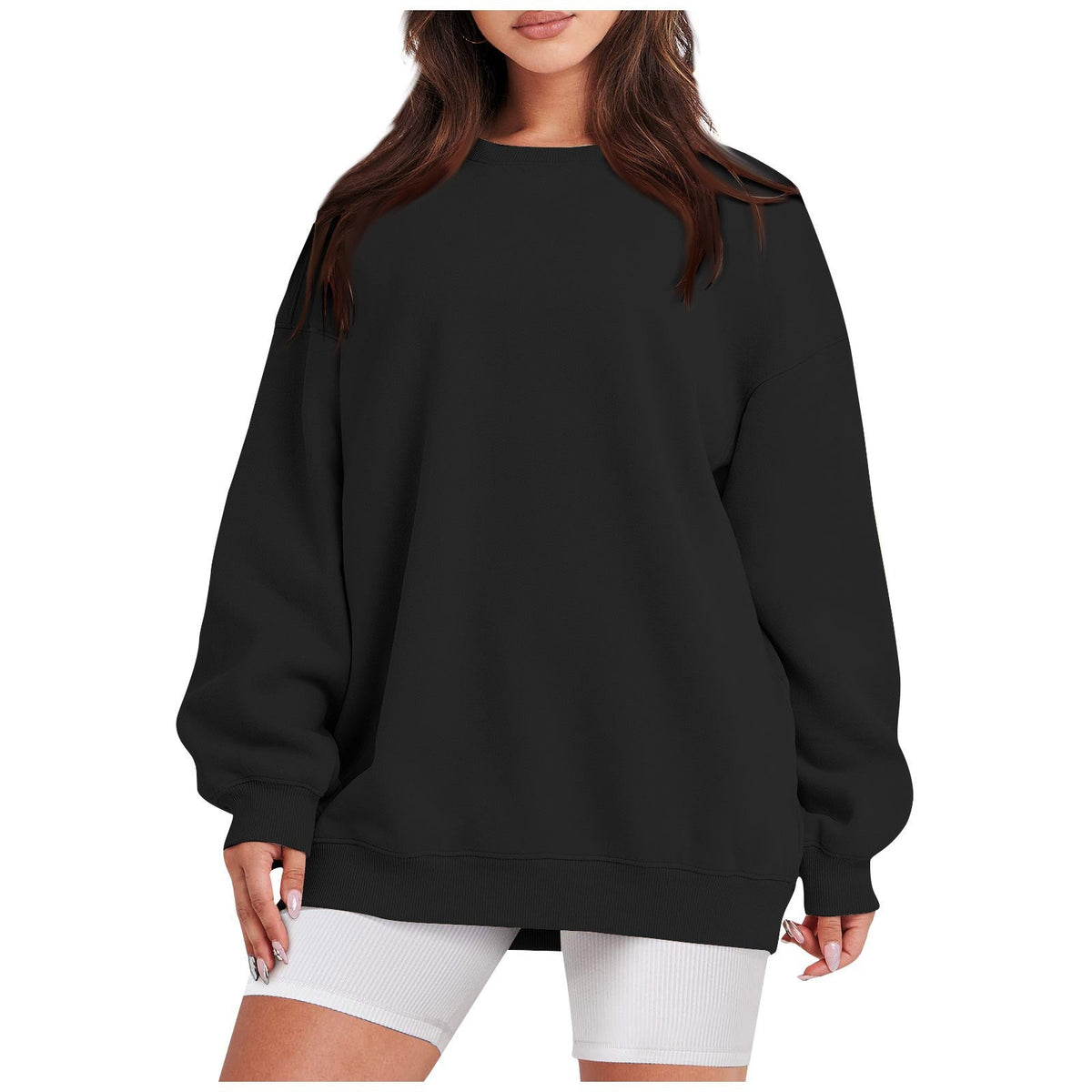 Sweatshirt longline pour femmes avec ourlet côtelé, manches raglan et intérieur gratté Echo Archiv