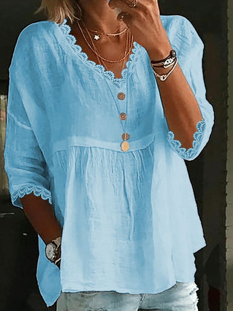 Blouse légère pour femmes avec accents en dentelle R&B