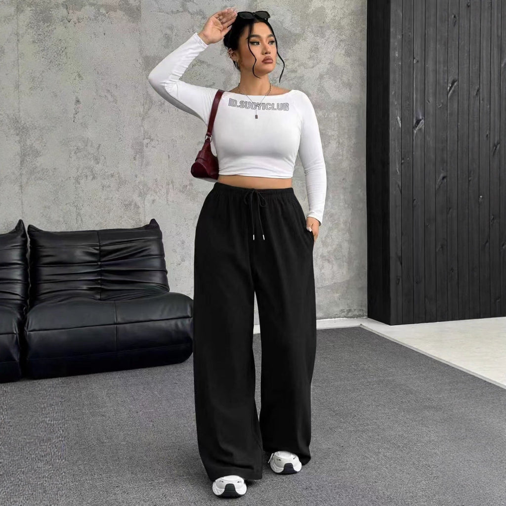 Pantalon de jogging large taille haute pour femmes Echoarchiv