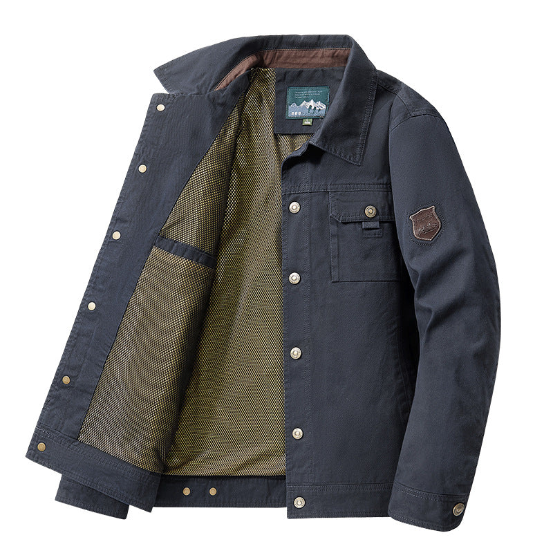 Veste de champ en toile robuste pour hommes avec doublure en mesh respirant, patte à boutons-pression et poche poitrine plaquée Echo Archiv