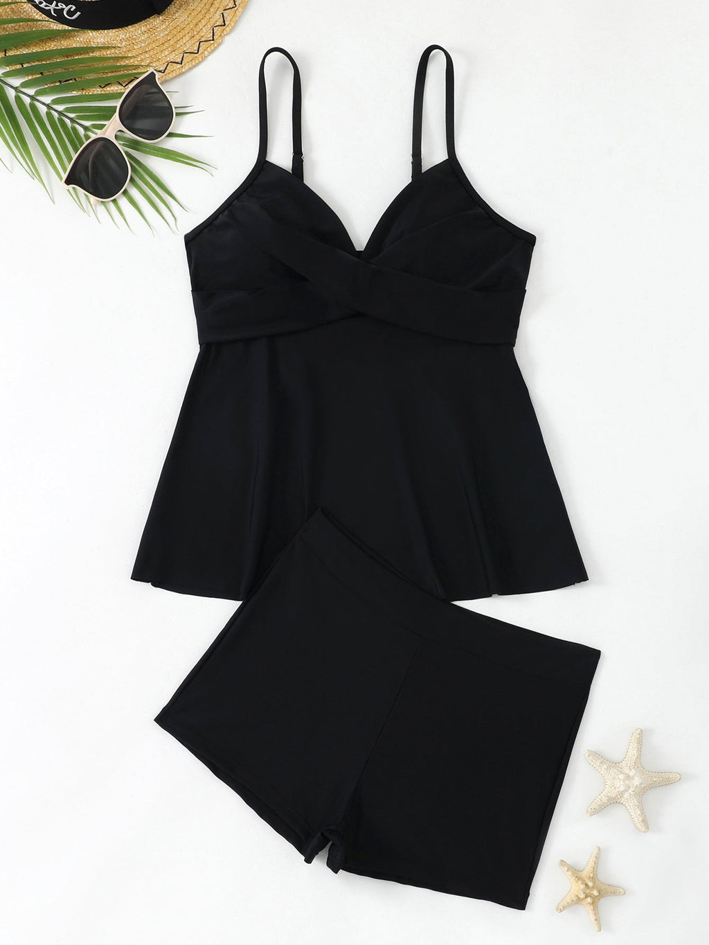 Ensemble de Tankini pour femmes avec motif à pois et shorts confortables R&B
