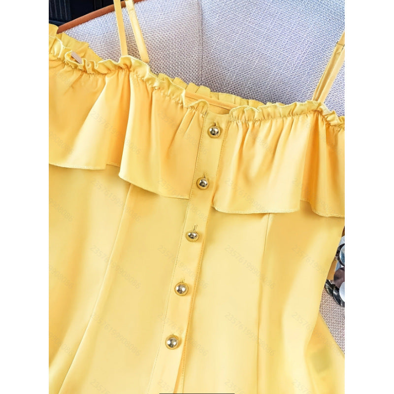 Blouse pour femmes avec détails en volants et boutonnière Heidi-Mode