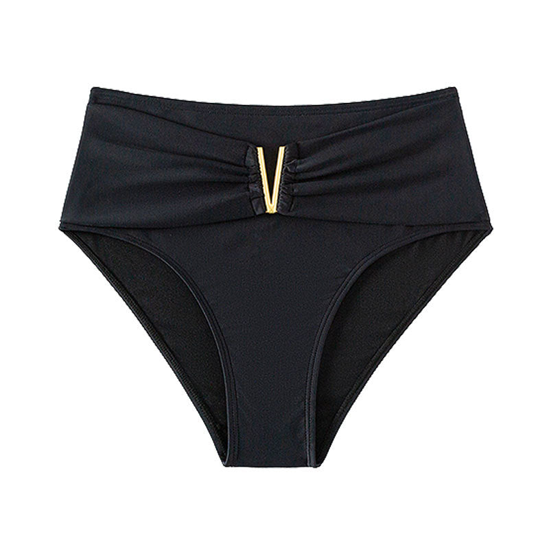 Short de bikini taille haute pour femmes avec élément doré élégant R&B