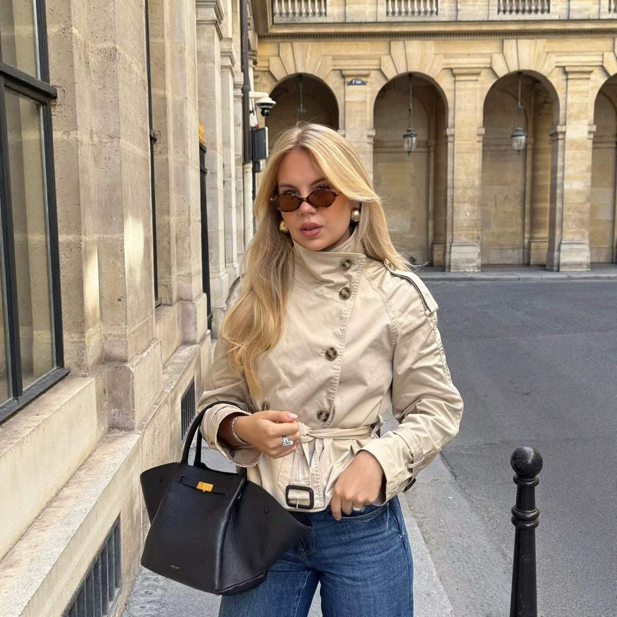 Veste trench courte pour femmes, à la mode et élégante