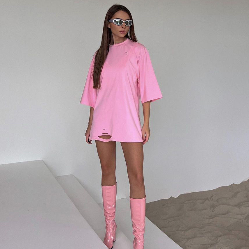 Chemisier long oversize pour femmes avec imprimé statement, manches trois-quarts et silhouette tunique décontractée Echo Archiv