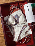 Bikini triangle pour femmes avec propriétés déperlant et design côtelé R&B