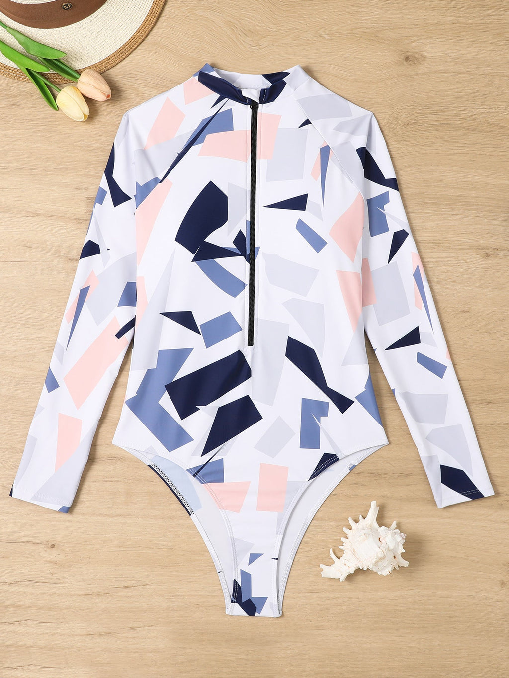 Maillot de bain à manches longues pour femmes avec motif géométrique Echo Archiv