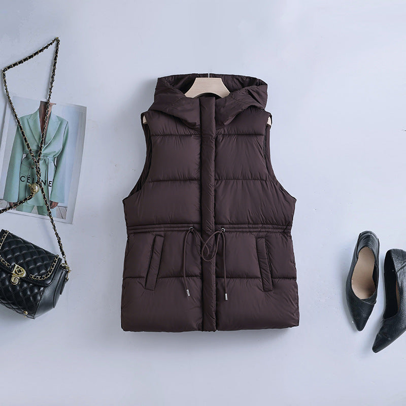 Gilet à capuche matelassé pour femmes avec cordon de taille ajustable et doublure thermique coupe-vent Echo Archiv