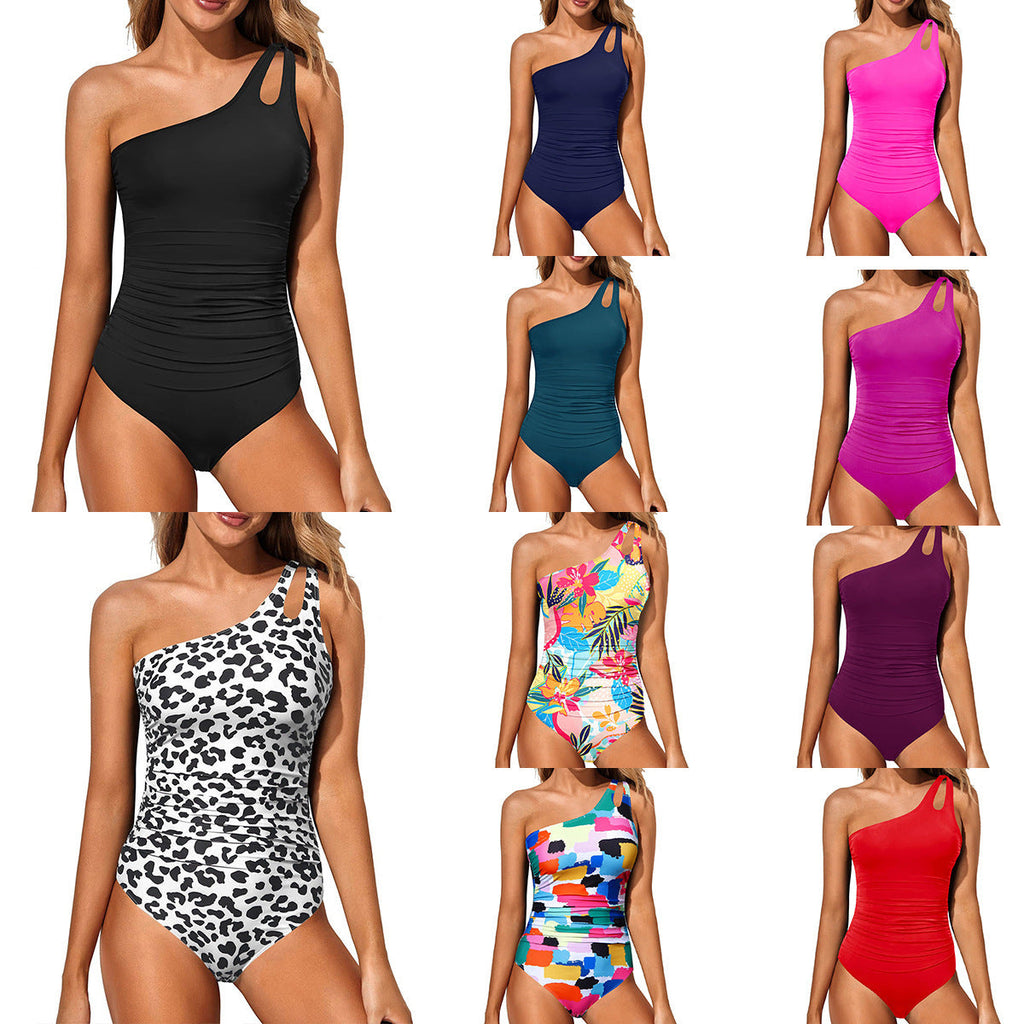 Maillot de bain une pièce asymétrique élégant pour femmes R&B