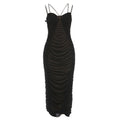 Robe maxi élégante pour femmes avec des détails de volants raffinés et de fines bretelles spaghetti Heidi-Mode