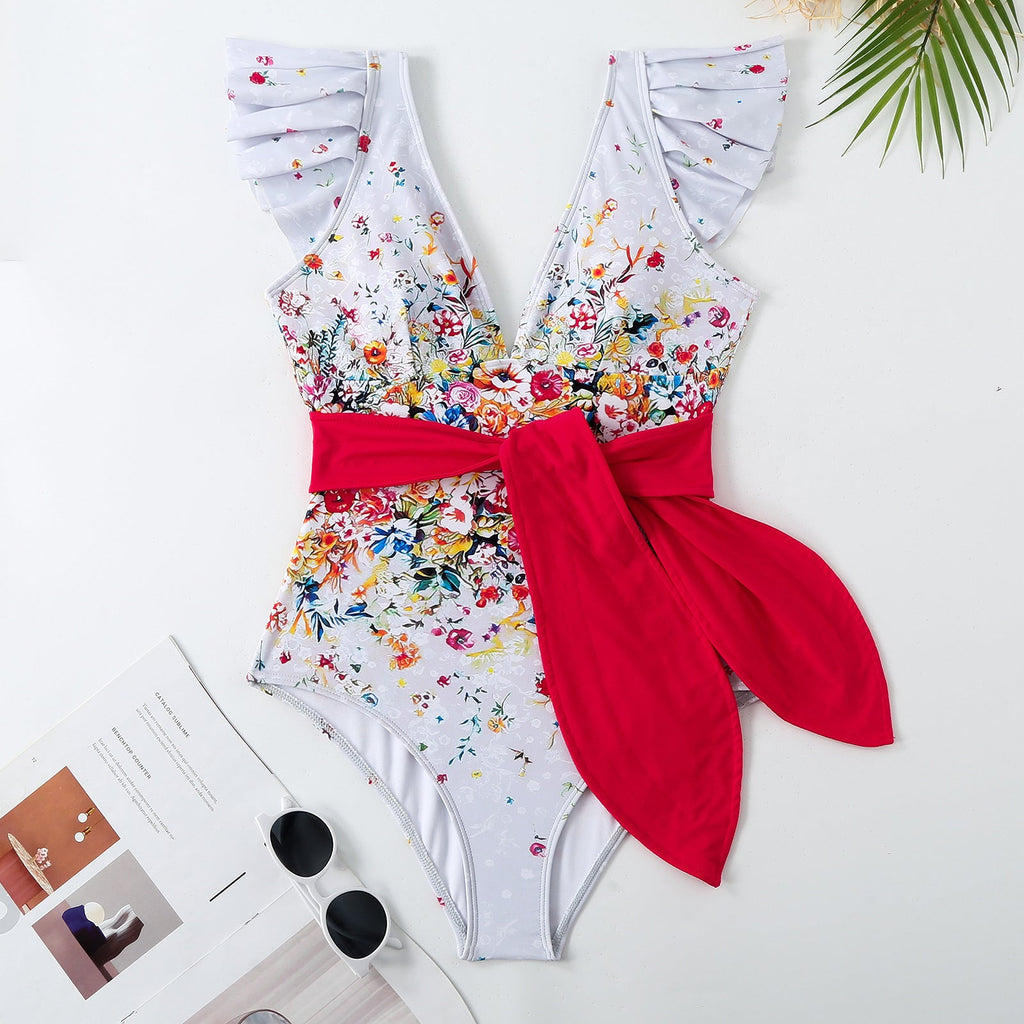 Jupe Maxi Femme avec motifs floraux et détail de ceinture ludique Drune