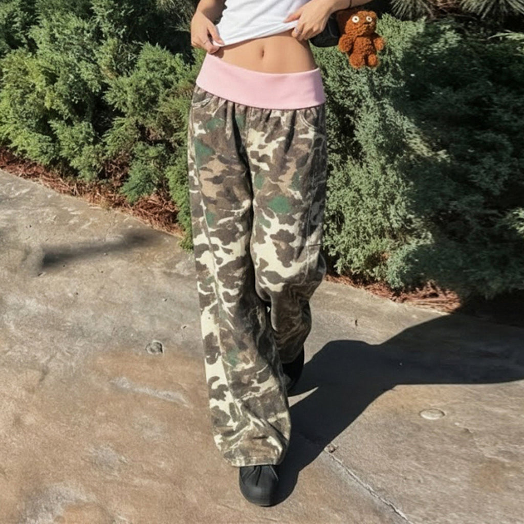 Pantalon de lounge pour femmes avec taille élastique, motif camouflage et confort extensible Echo Archiv