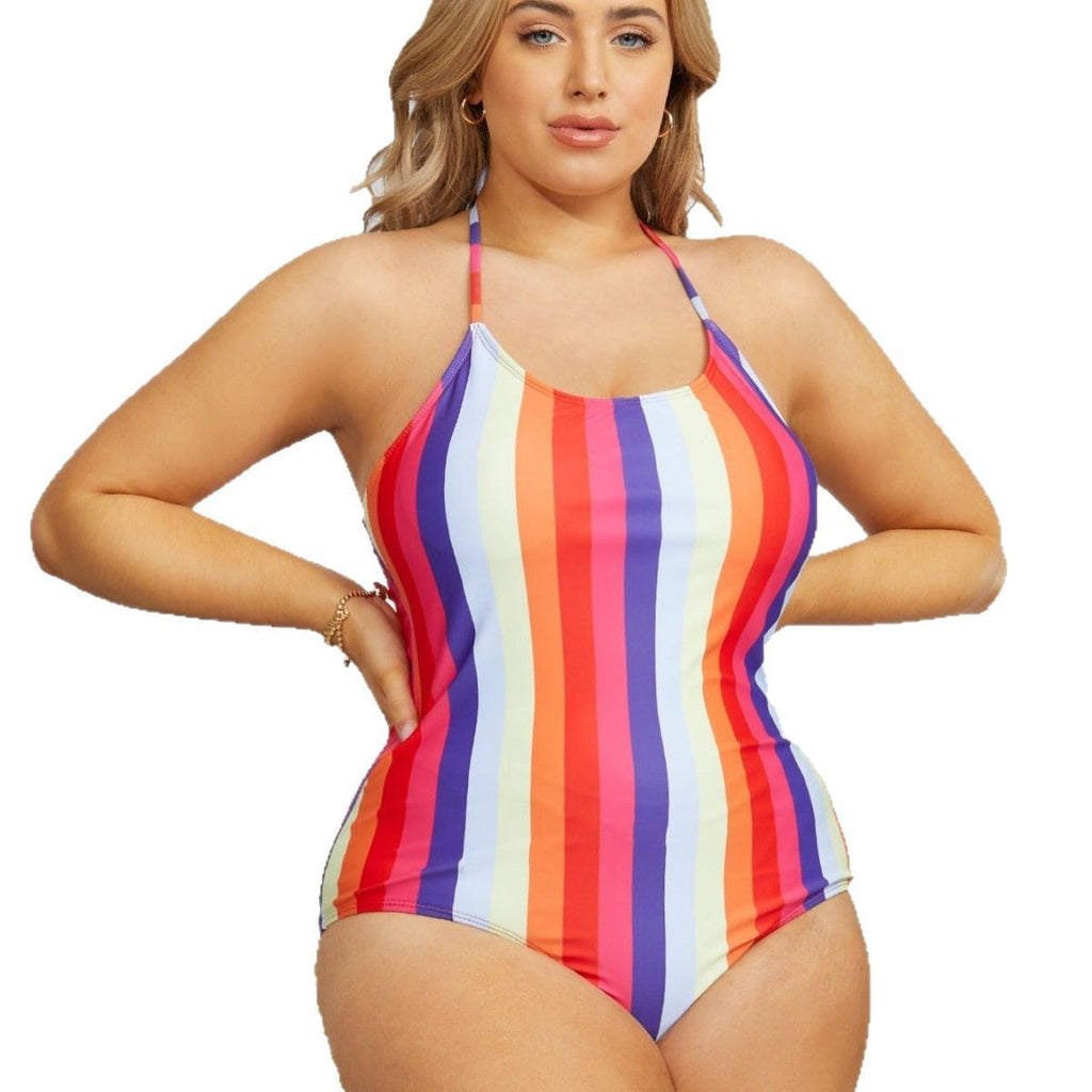 Maillot de bain une pièce sportif pour femmes avec un motif rayé accrocheur Drune