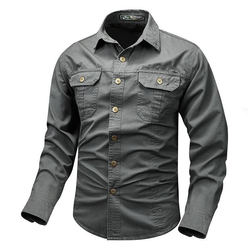 Chemise en toile robuste pour hommes avec poches poitrine doubles et boutonnière intégrale Echo Archiv