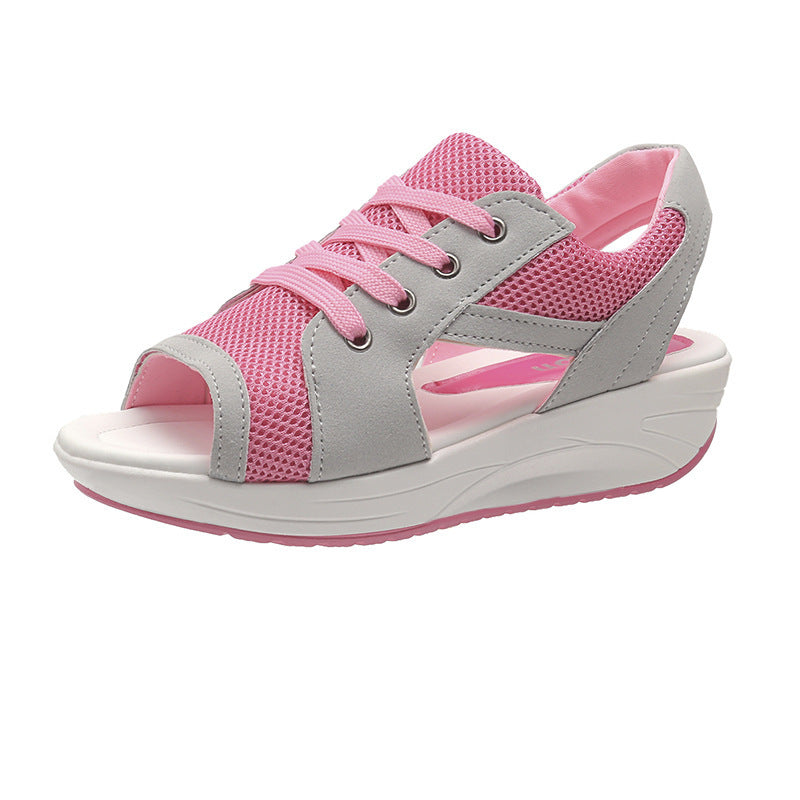Pantoufles à talon compensé pour femmes avec dessus en mesh respirant et semelle plateforme stable R&B