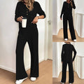 Ensemble Lounge Rippé pour Femmes avec Haut Henley et Pantalon Palazzo Echoarchiv