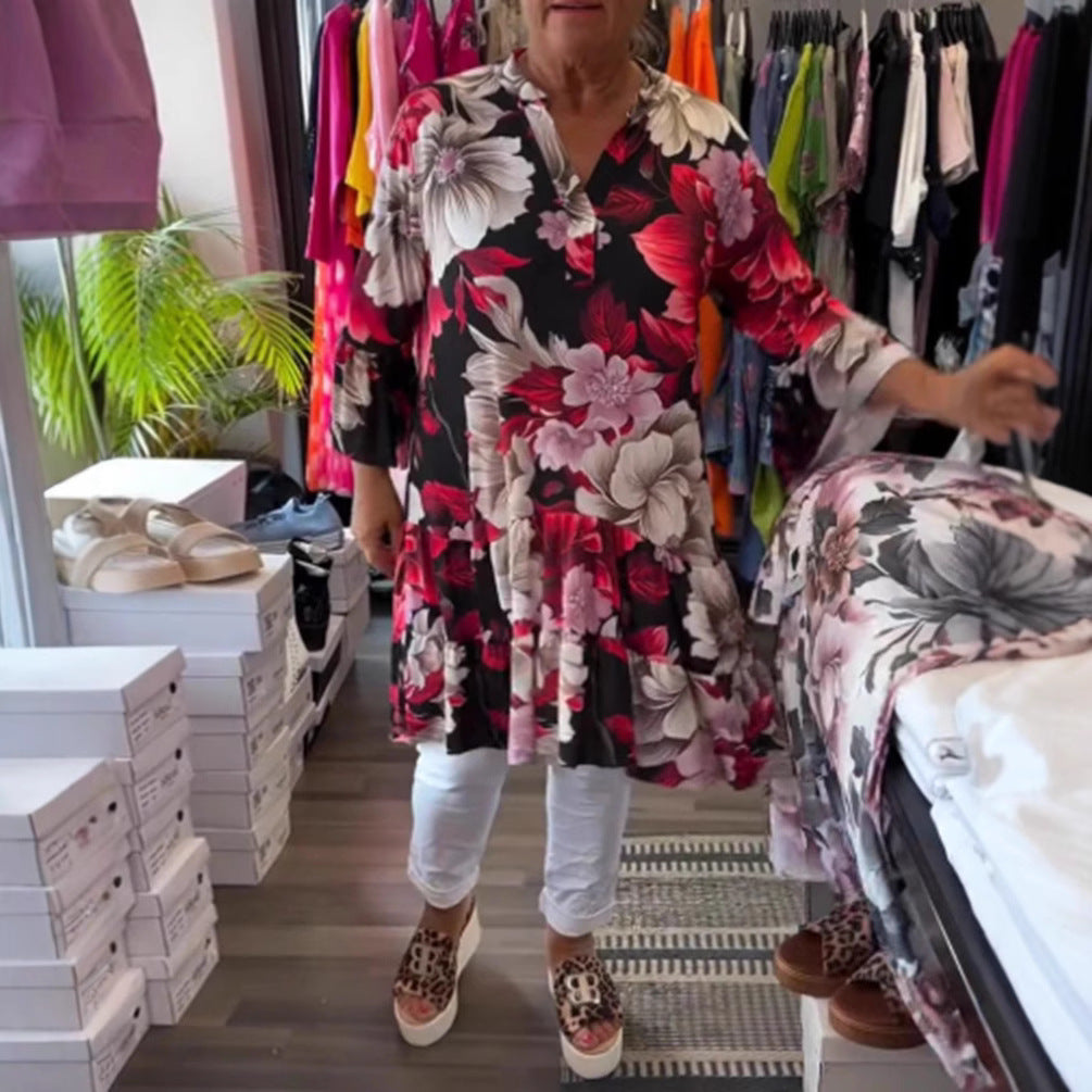 Robe tunique femme à volant en style babydoll avec décolleté en V et volants R&B