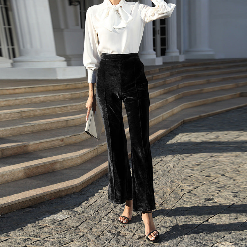Pantalon en velours taille haute pour femmes Echoarchiv