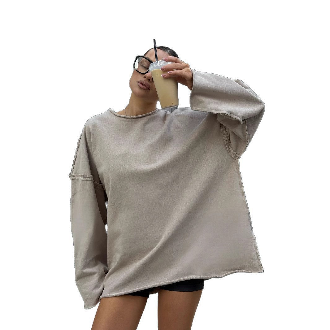 Sweatshirt ultra large pour femmes avec coutures effilochées et ourlet asymétrique Echo Archiv