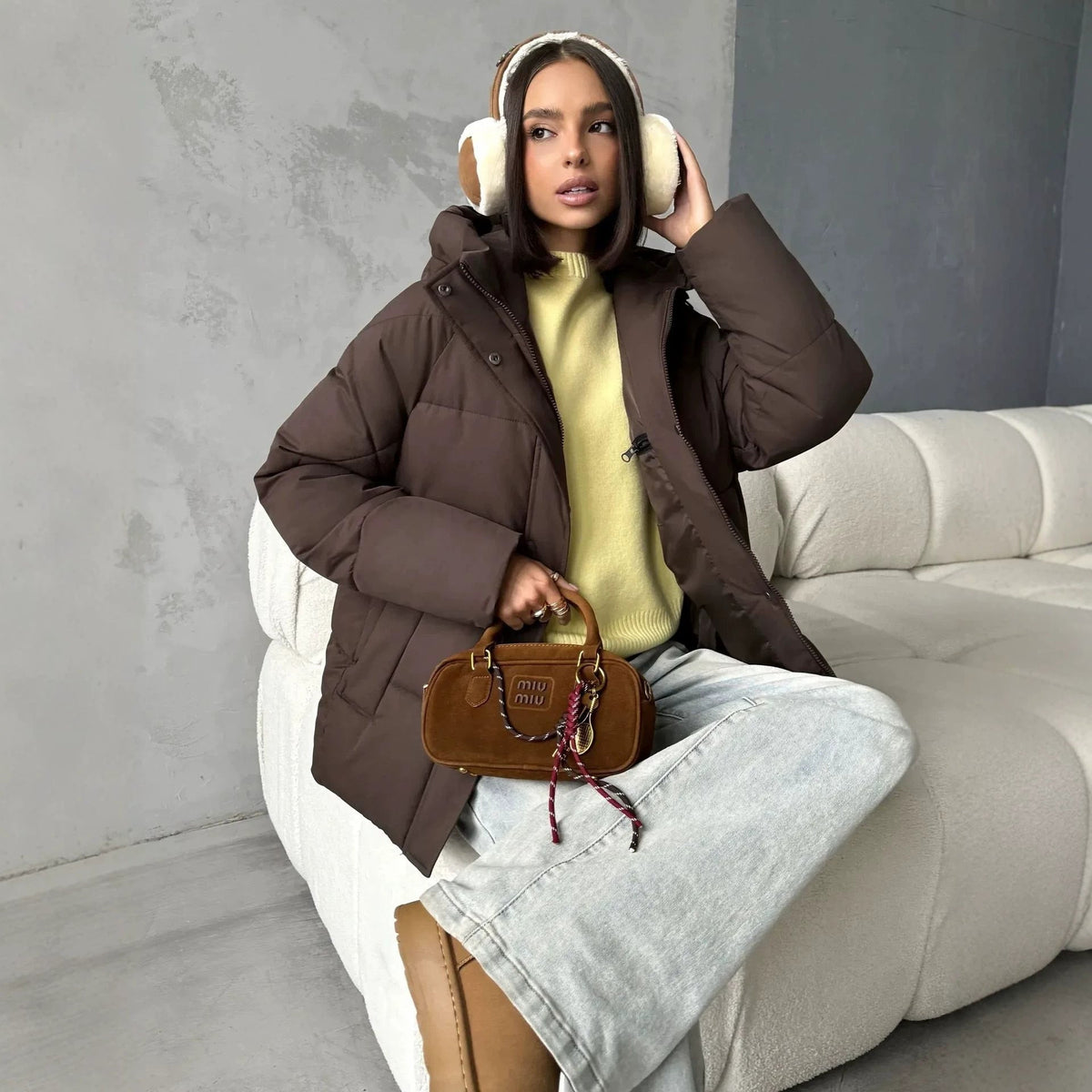 Veste matelassée oversize pour femmes avec capuche et poches intégrées