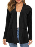 Cardigan Long Ouvert en Maille Fine pour Femme avec Poches et Décolleté en V Discret Echoarchiv