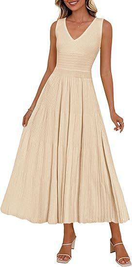 Robe plissée pour femmes avec décolleté en V et ourlet évasé R&B