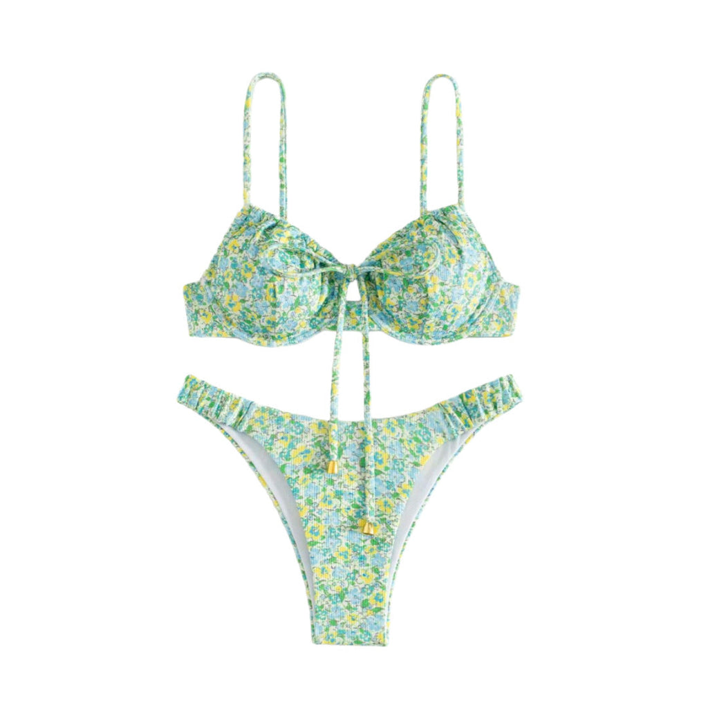 Bikini Floral Femme avec Ruffles de Haute Qualité et Bretelles Réglables R&B