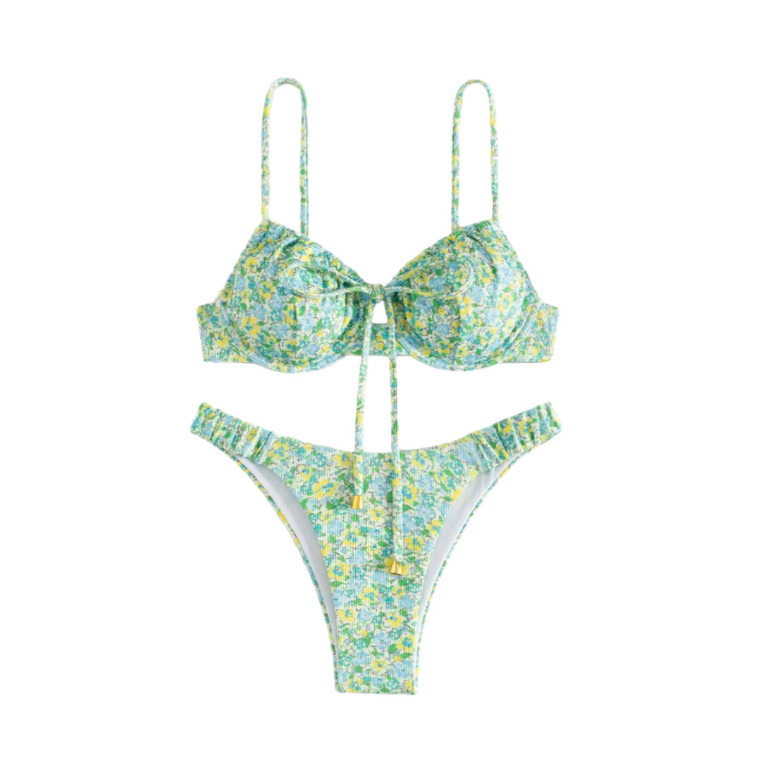 Bikini Floral Femme avec Ruffles de Haute Qualité et Bretelles Réglables R&B