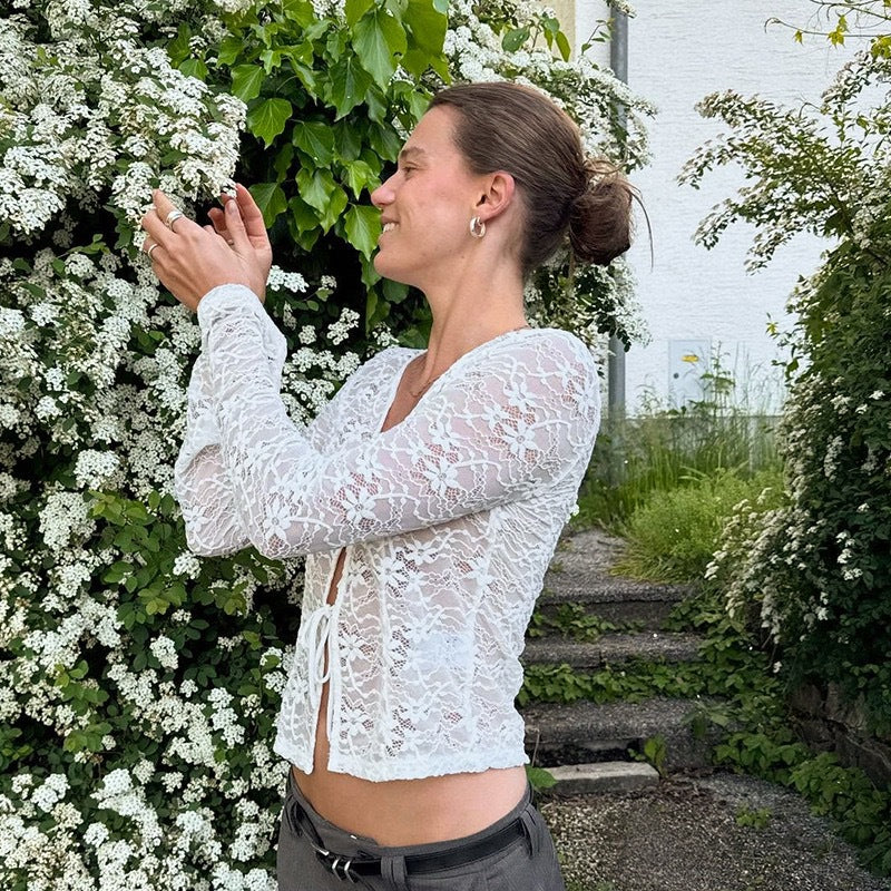 Chemisier en dentelle pour femmes avec fermeture à lacets R&B