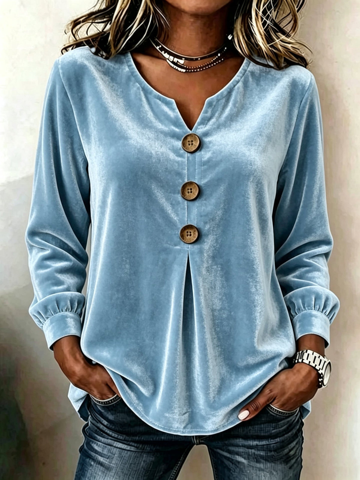 Blouse en velours élégante et confortable pour femmes