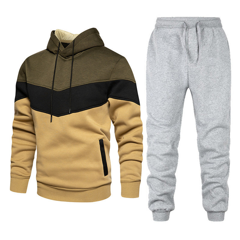Ensemble athleisure pour hommes avec capuche en chevron, sweat à capuche en polaire et pantalon de jogging fuselé Echo Archiv