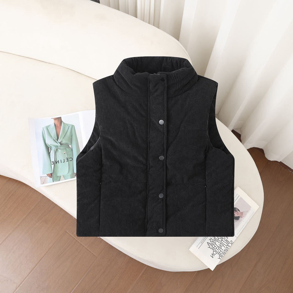 Gilet d'isolation à cordon pour femmes avec col montant et patte à pressions Echo Archiv