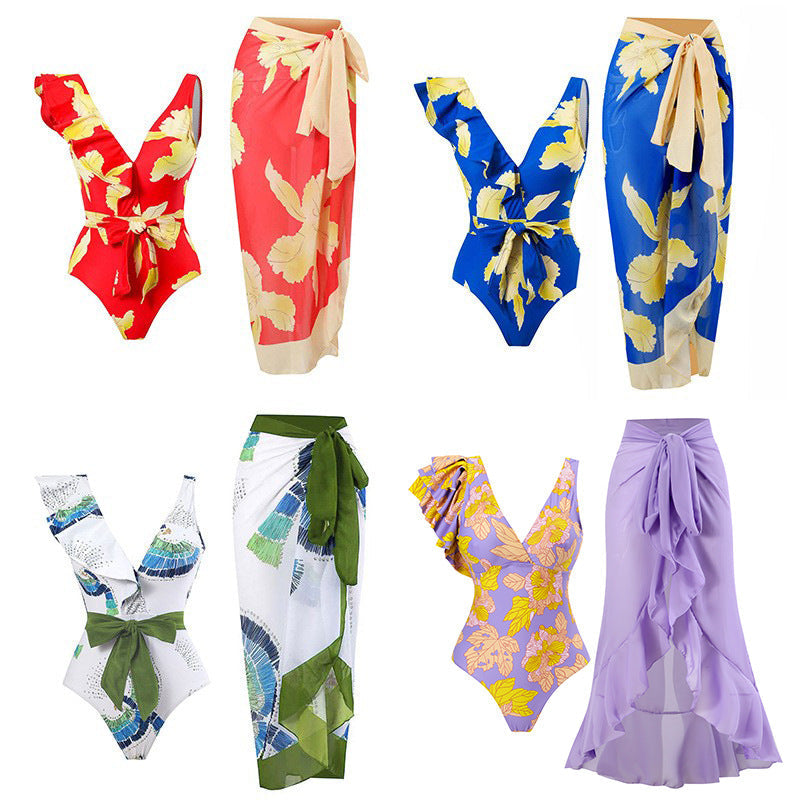 Maillot de bain une pièce élégant pour femmes avec détails en volants floraux Echo Archiv