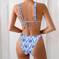 Bikini brésilien taille haute pour femmes avec détails en volants floraux R&B